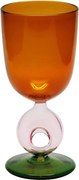 Pahar de vin, portocaliu, cu picior, din sticla borosilicata, Loop