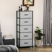 HOMCOM Comodă cu 5 Sertare în Stil Industrial, pentru Dormitor, Sertare Detașabile din Material Textil, 45x30x116 cm | Aosom Romania