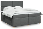 vidaXL Pat box spring cu saltea, gri închis, 200x200 cm, textil