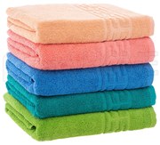 Set 5 Prosoape Baie, Bumbac 100% - Portocaliu Corai Albastru Verde Inchis Verde