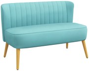 HOMCOM Canapea design retro 2 locuri, picioare din lemn, 117 cm x 56,5 cm x 77 cm, Verde | Aosom Romania