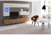 Mobilier living Calabria C4 (Alb + Stejar auriu) (fără iluminat). 1051600