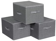 Set de 3 cutii de depozitare cu fermoar CURAN, gri