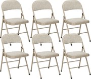HOMCOM Set de 6 Scaune Pliabile din Metal, Scaune Pliabile din Interior cu Șezut Tapițat din Piele PU și Spătar Deschis | Aosom Romania