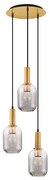 Lustra cu 3 pendule, Metal, Auriu, Sticla, Fumurie, MAHO