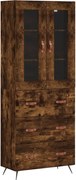 vidaXL Dulap înalt, stejar fumuriu, 69,5x34x180, lemn compozit