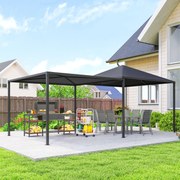 Outsunny Pavilion de Grădină Extensibil Până cu 2 Roți cu Frână, 560x295x275 cm, Gri Închis | Aosom Romania