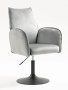 HR280N Scaun Gray din Catifea cu Bază Neagră