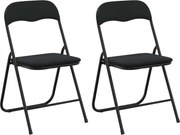 vidaXL Scaun pliant 2 pcs Negru 48 x 44 x 78 cm Catifea