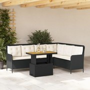 vidaXL Set canapele de grădină cu perne, 2 piese, negru, poliratan