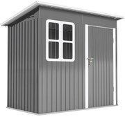 Outsunny magazie grădină căsuță de grădină pentru unelte cu ușă largă și fereastră, 221x133x190 cm gri închis | Aosom Romania