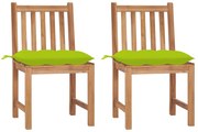 vidaXL Scaune de grădină cu perne, 2 buc., lemn masiv de tec