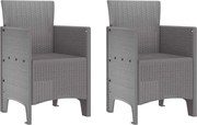 vidaXL Scaun pentru Grădină cu pernă 2 pcs Gri deschis