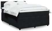 vidaXL Pat box spring cu saltea, negru, 140x190 cm, catifea