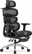 VERTEX PRO – Scaun Ergonomic, Tetieră 4D, Spătar Reglabil pe Înălțime 5 Trepte, Suport Lombar Multipunct, Cotiere 3D, Șezut Mesh Translatabil 5 cm, Recliner 135°, Suport Picioare, Negru