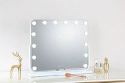 Oglindă cosmetică, sistem iluminare 14 becuri LED, 3 culori, Senzor Tactil, Luminozitate Reglabilă, Alb