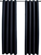 vidaXL Draperii opace cu inele metalice, 2 buc., negru, 140 x 175 cm