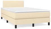 vidaXL Pat continental cu saltea, crem, 120x190 cm, textil
