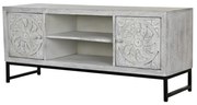 Comoda, gri, din lemn de mango si metal, Mandala