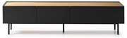 Masă TV neagră/în culoare naturală cu aspect de lemn de stejar 180x45 cm Arista – Teulat