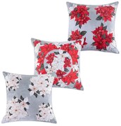 Set 3 feţe pernuţe POINSETTIA, 45 x 45 cm