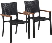 vidaXL Scaune de exterior, 2 buc., negru, poliratan