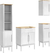 vidaXL Set de mobilier pentru baie FLORO 4 pcs Alb Lemn de pin masiv