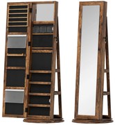 HOMCOM Oglindă cu Spațiu pentru Bijuterii Rotativă și Cu Închidere, Maro | Aosom Romania