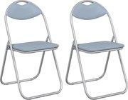 vidaXL Scaun pliant 2 pcs Gri 48 x 43,5 x 81 cm Piele artificială