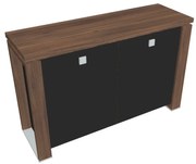 Dulap mic Verno+ S 140 x 46 x 90 cm, uși de sticlă, nuc / negru
