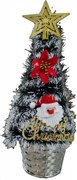 Brad artificial de Craciun NOVOKIDS™ Mini Christmas Tree, Pentru casa si birou, Cu decoratiuni si suport incluse, Coroana bogata, Inaltime 35 cm, Pom