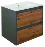 Mobilier de baie Porto 60 cu bază și lavoar în culoarea stejarului rustic antracit