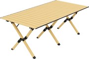 Outsunny Masă de camping 117 x 60 cm, masă pliantă din aluminiu cu blat rulabil aspect lemn, husă de transport, impermeabilă | Aosom Romania