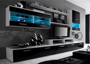 Mobilier living, alb/extra strălucire neagră HG, LEO