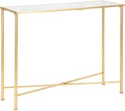 Masă consolă albă-aurie cu blat din sticlă 35x100 cm Butterflies – Mauro Ferretti