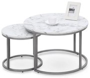 Set 2 mese de cafea Paola - marmura/silver