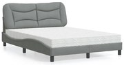vidaXL Pat cu saltea, gri deschis, 120x200 cm, textil