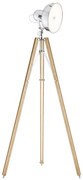 Lampadar LED de podea retro cu trepied lemn natur FOTO NEW