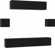 vidaXL Set comodă TV Pe perete 7 pcs Stejar Negru Lemn compozit
