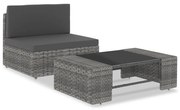 vidaXL Set mobilier de grădină, 2 piese, gri, poliratan