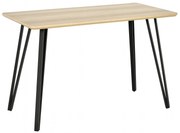 HOMCOM Masă de mese design industrial, blat mare dim. 120L x 60l x 75H cm, picioare din metal negru în formă de ace, MDF aspect de stejar deschis | Aosom Romania