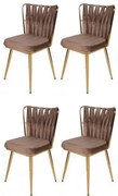 Set de scaune de sufragerie Kusakli Light Brownand Gold, 4 buc., 4 buc