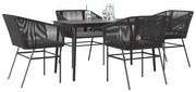 vidaXL Set de sufragerie de grădină 5 piese neagră Sticlă Poly Rattan
