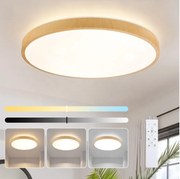 Corp de iluminat LED dimabil Brilagi-LED GLASS POOL DOUBLE, 80W, 230V, 60 cm, finisaj decor lemn + telecomandă