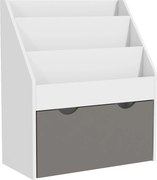 AIYAPLAY Bibliotecă pentru Copii 3-8 Ani cu 3 Rafturi și Sertar Inferior, din MDF, 62.5x30x70 cm, Gri | Aosom Romania