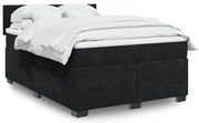 vidaXL Pat box spring cu saltea, negru, 140x190 cm, catifea