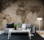 Tapet World Map, Brown, Rebel Walls