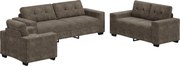 vidaXL Canapea 3 pcs Gri închis 221 x 80 x 80 cm