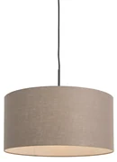 Lampă suspendată rustică neagră cu abajur maro 50 cm - Combi 1