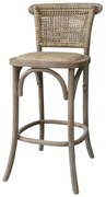 Scaun de bar, din lemn de cauciuc, rattan si rachita, cu aspect vintage, Old French